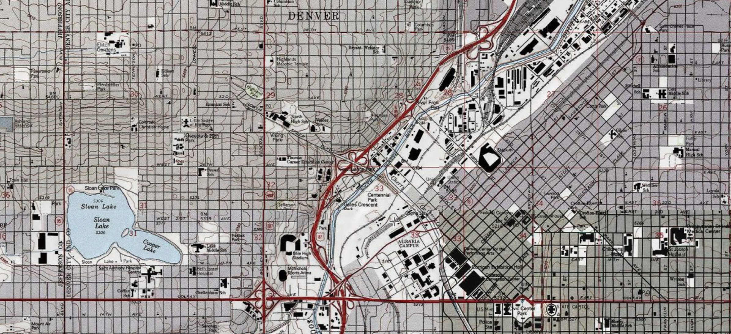 Historical Map of Portion of Denver, Colorado